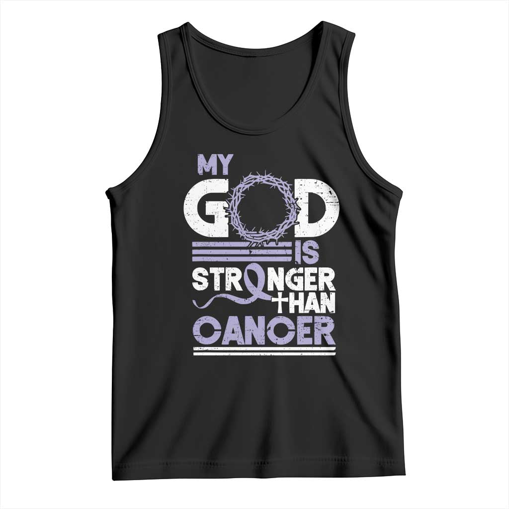 All Cancer Awareness Tank Top My God Is Stronger Than Cancer Lavender Ribbon