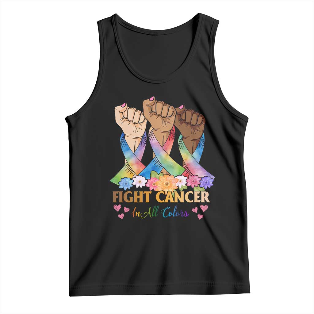 Funny All Cancer Awareness Tank Top Fight Cancer In All Colors Colorful Ribbon