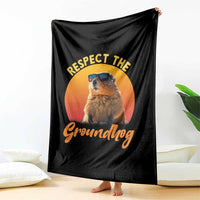 Funny Groundhog Day Throw Blanket Respect The Groundhog Woodchuck - Wonder Print Shop
