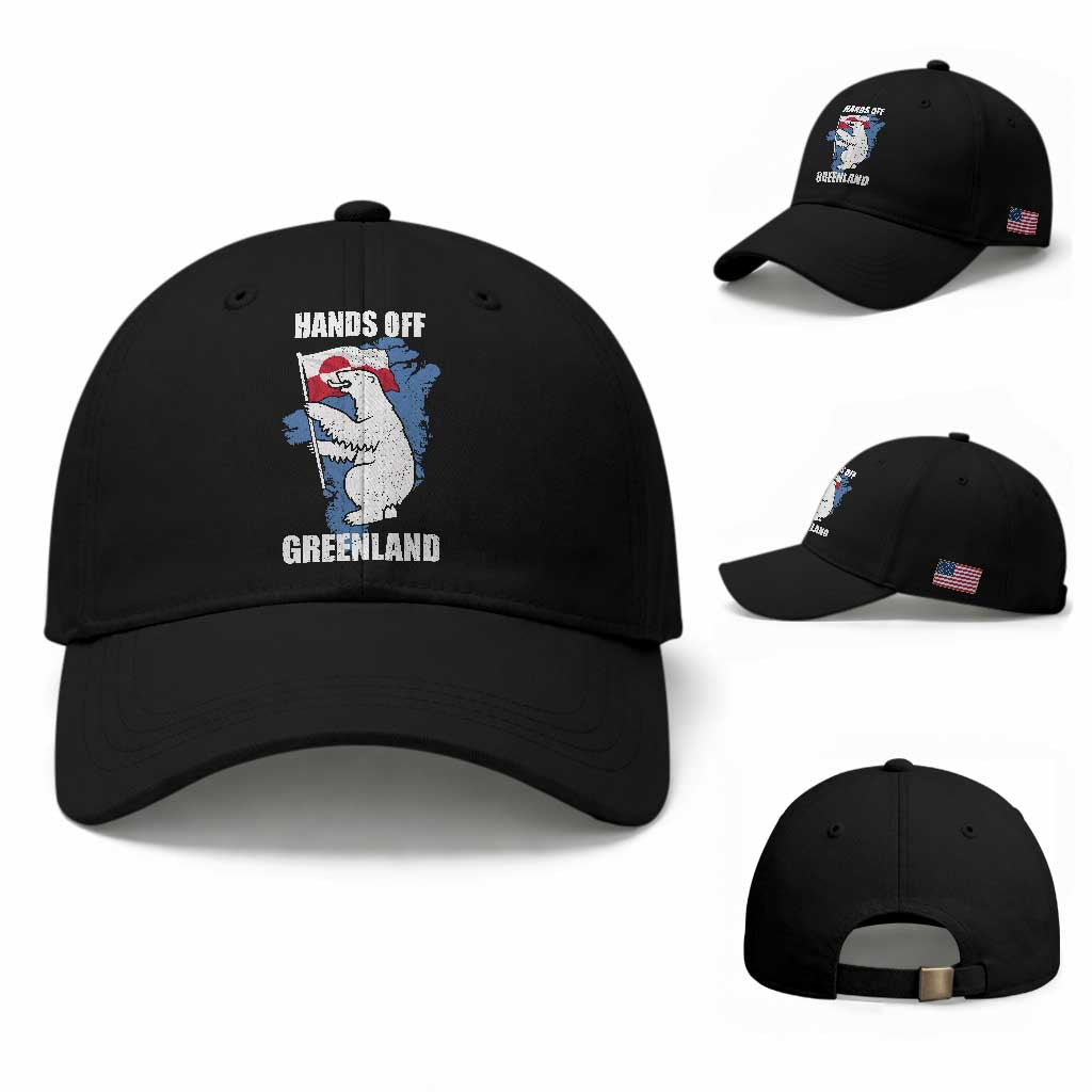 Hands Off Greenland Protest Baseball Cap Support Greenland Bear Holding Flag