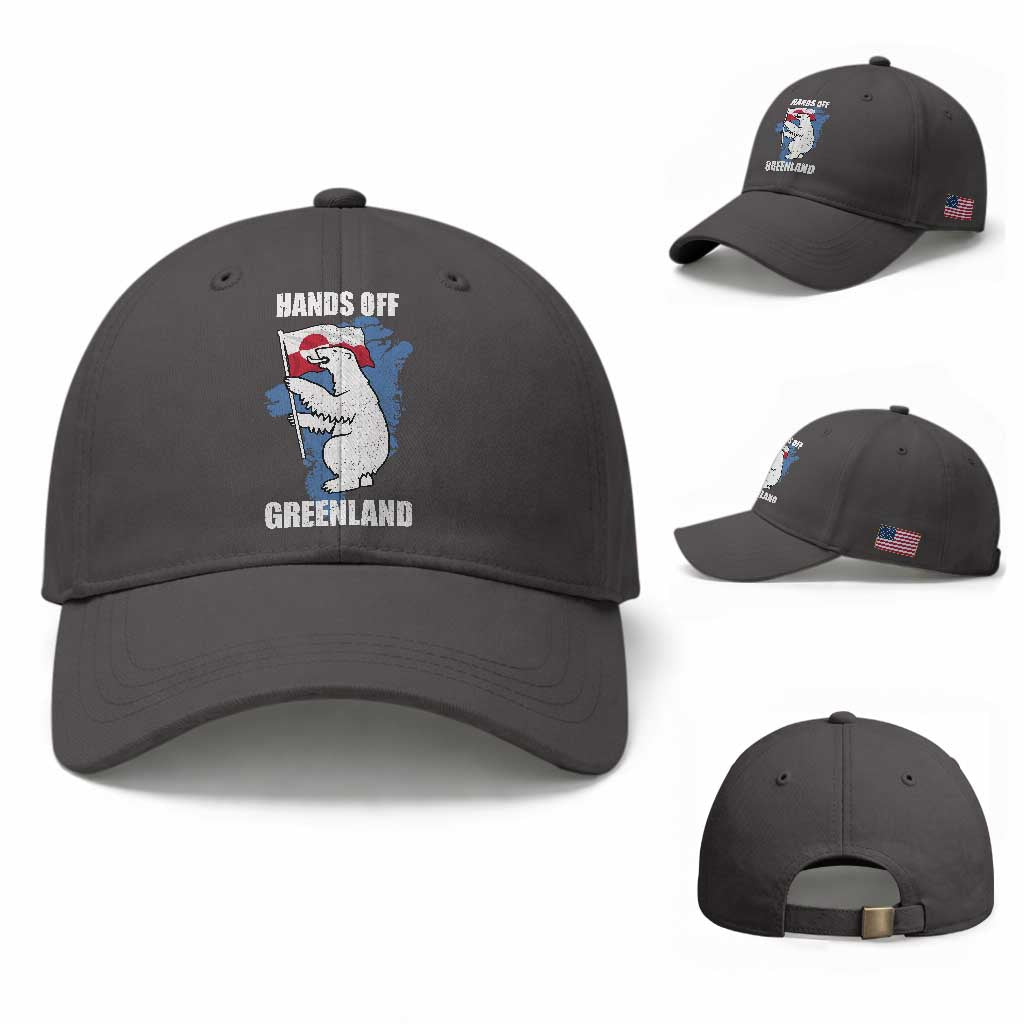 Hands Off Greenland Protest Baseball Cap Support Greenland Bear Holding Flag