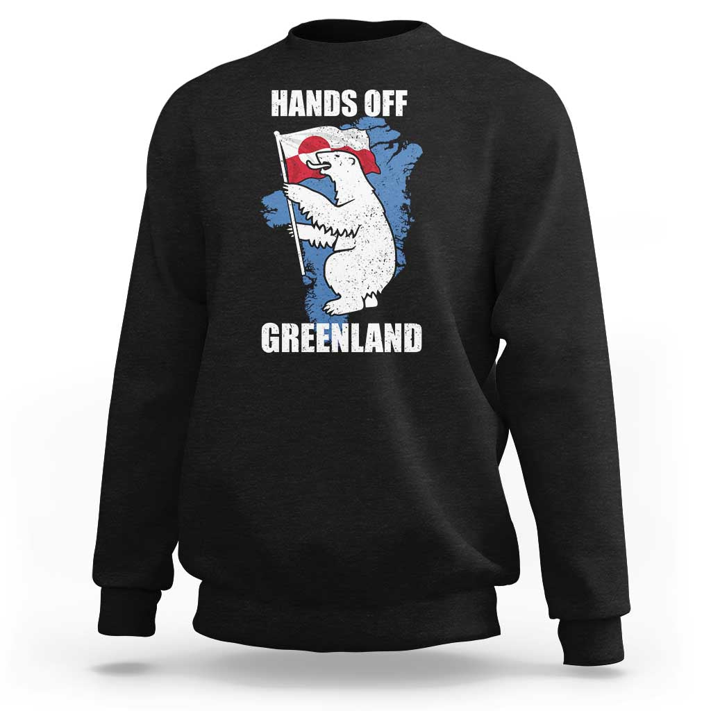 Hands Off Greenland Protest Sweatshirt Support Greenland Bear Holding Flag