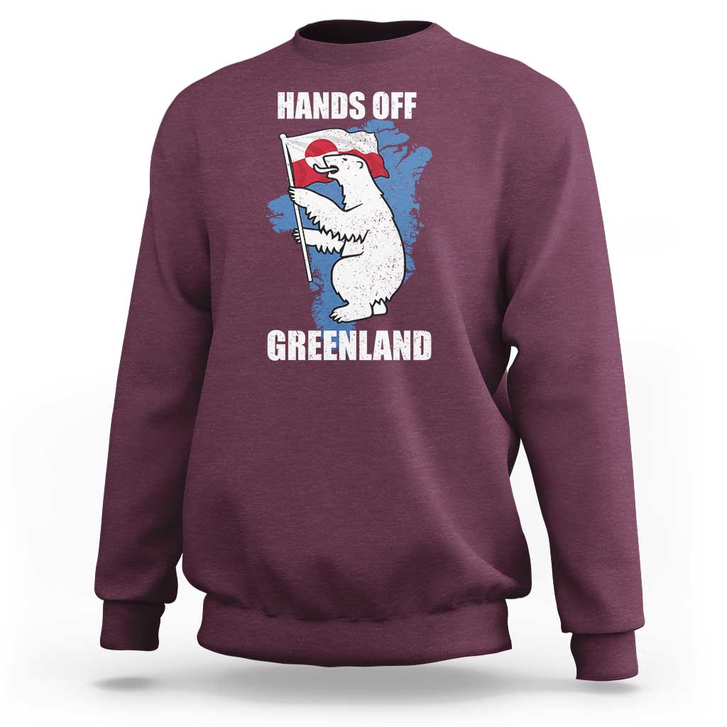 Hands Off Greenland Protest Sweatshirt Support Greenland Bear Holding Flag