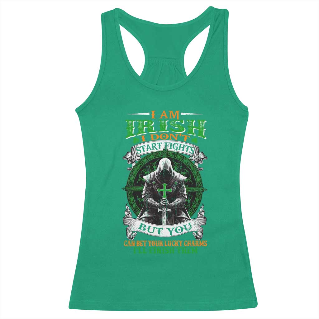 Irish Pride Racerback Tank Top I Am Irish I Don't Start Fights But You Can Bet Your Lucky Charms