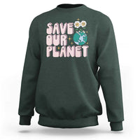 Earth Day Save Our Planet Sweatshirt Cute Retro Groove Flower