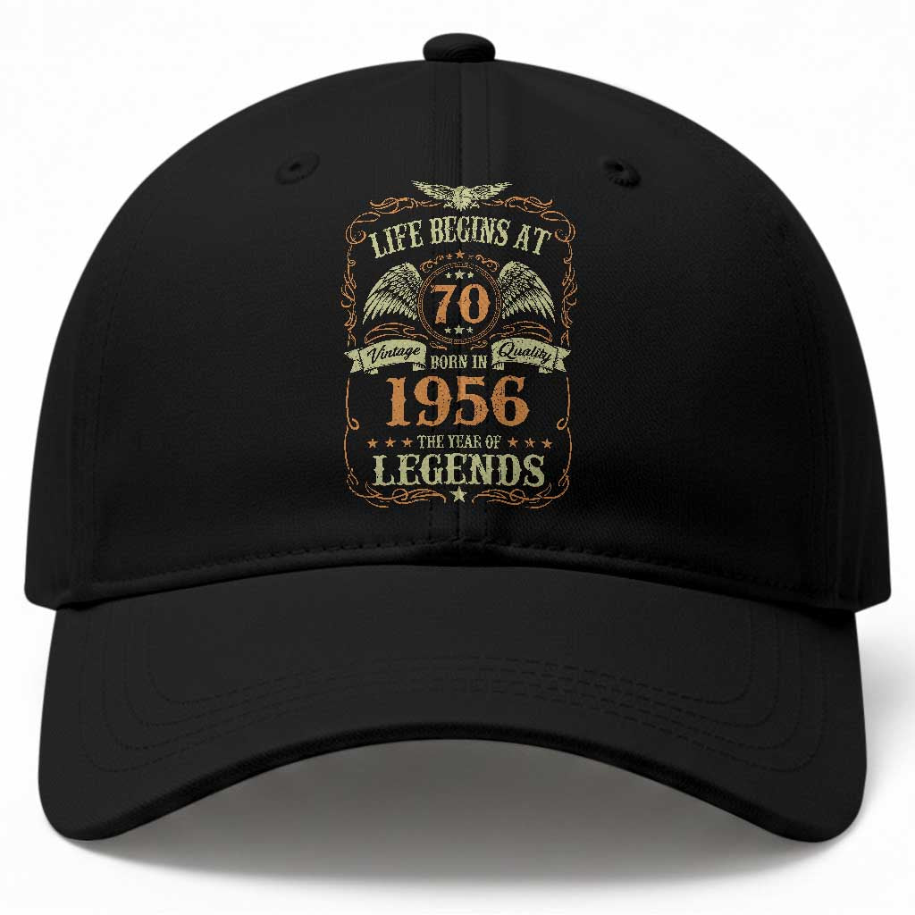 70th Birthday Baseball Cap Life Begins At 70 Born In 1956 The Year Of Legends