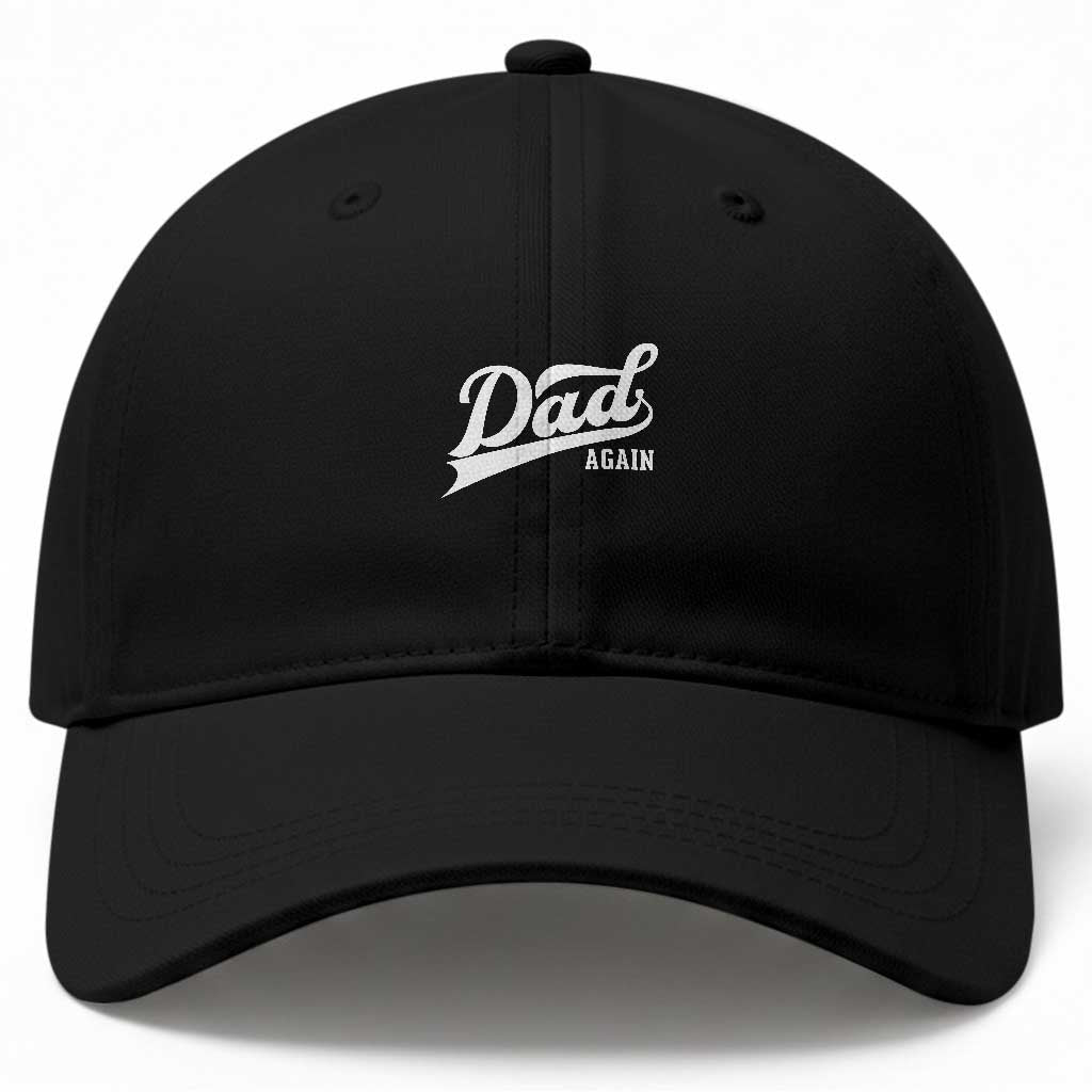 Promoted To Dad Again Baseball Cap Funny Daddy Again Pregnancy Announcement