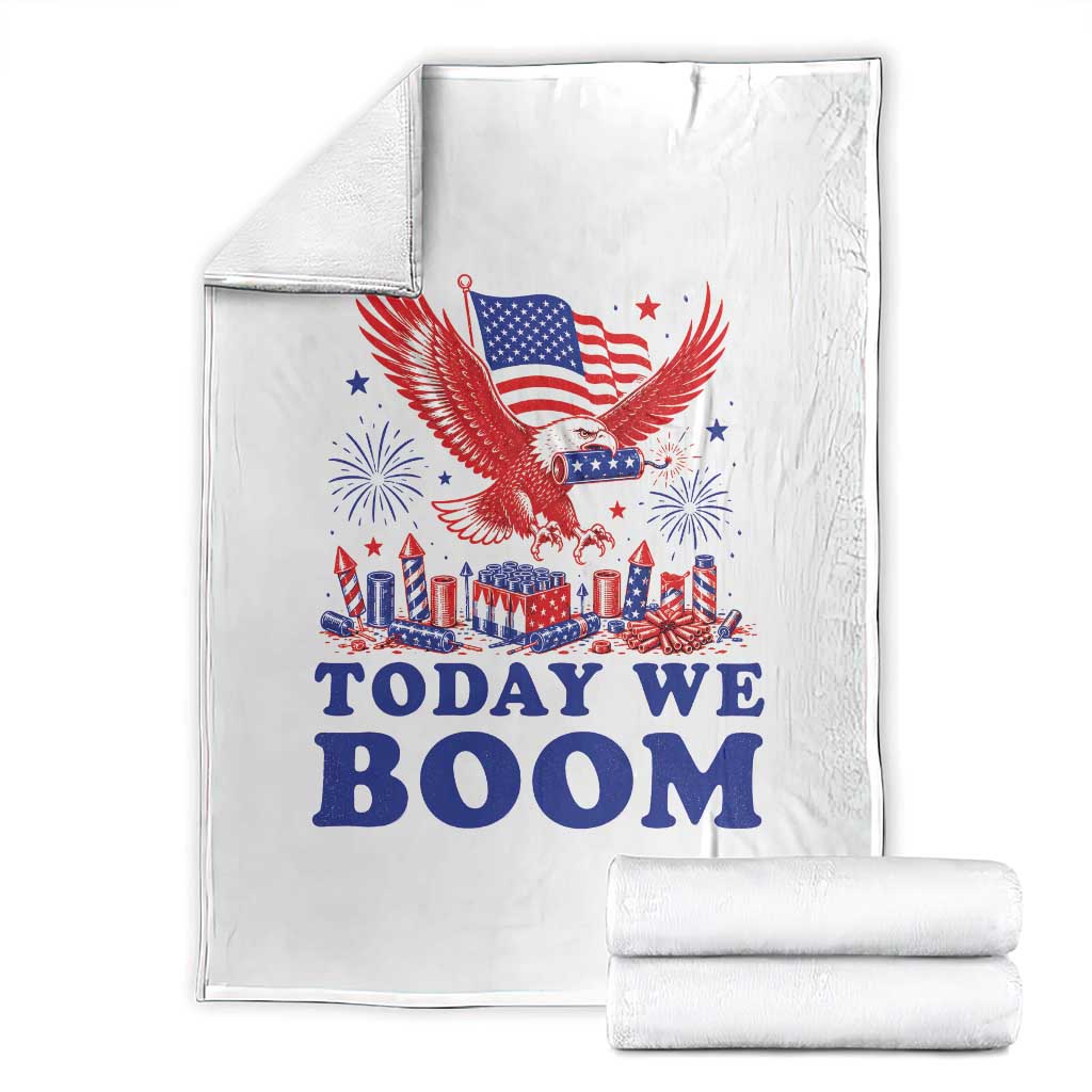 Today We Boom 4th of July Bald Eagle Fireworks Throw Blanket
