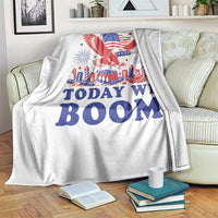 Today We Boom 4th of July Bald Eagle Fireworks Throw Blanket