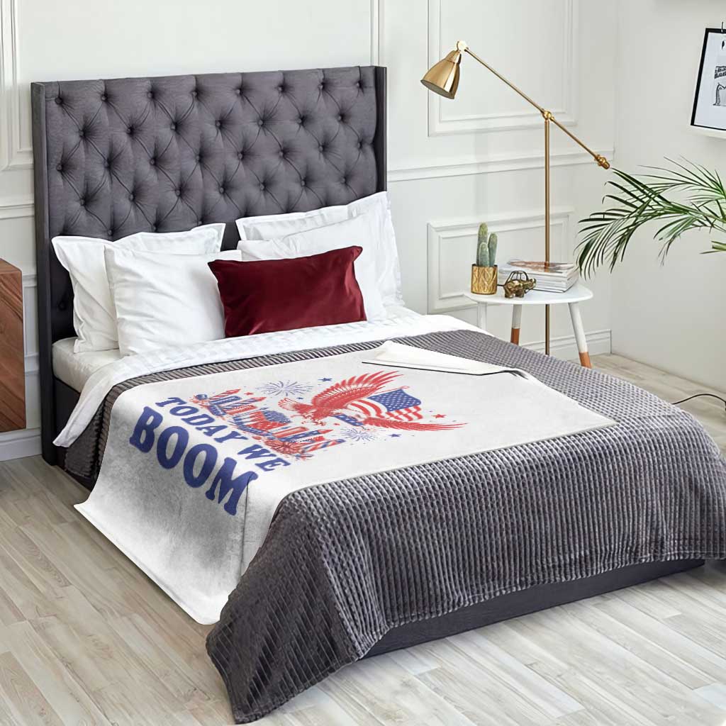 Today We Boom 4th of July Bald Eagle Fireworks Throw Blanket