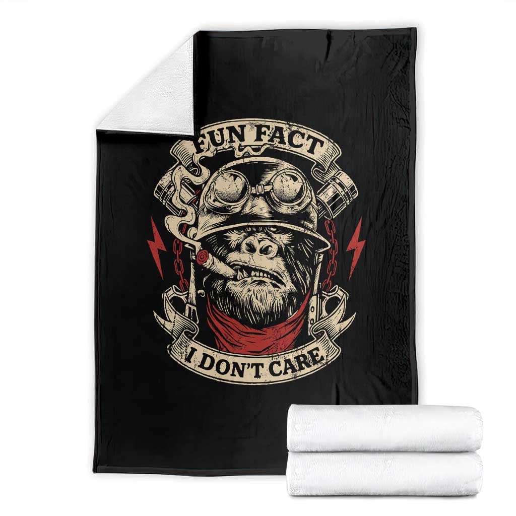 Fun Fact I Dont Care Throw Blanket Funny Smoking Gorilla Sarcastic - Wonder Print Shop
