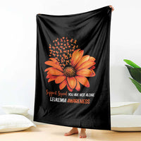 Leukemia Support Squad You Are Not Alone Throw Blanket Orange Sunflower Ribbon