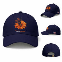 Leukemia Support Squad You Are Not Alone Baseball Cap Orange Sunflower Ribbon