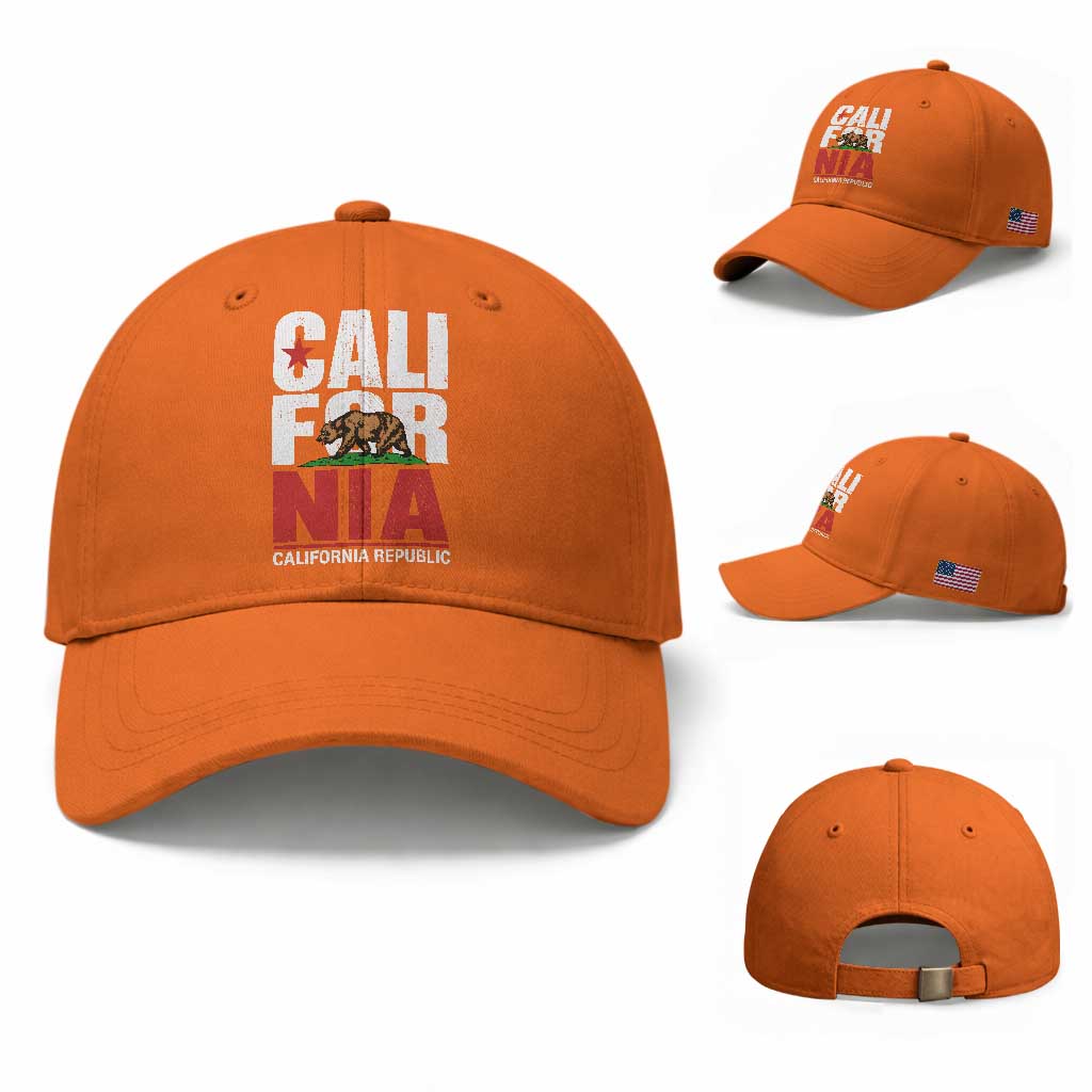 California Republic Flag Bear Baseball Cap Distressed Calif State Pride Graphic