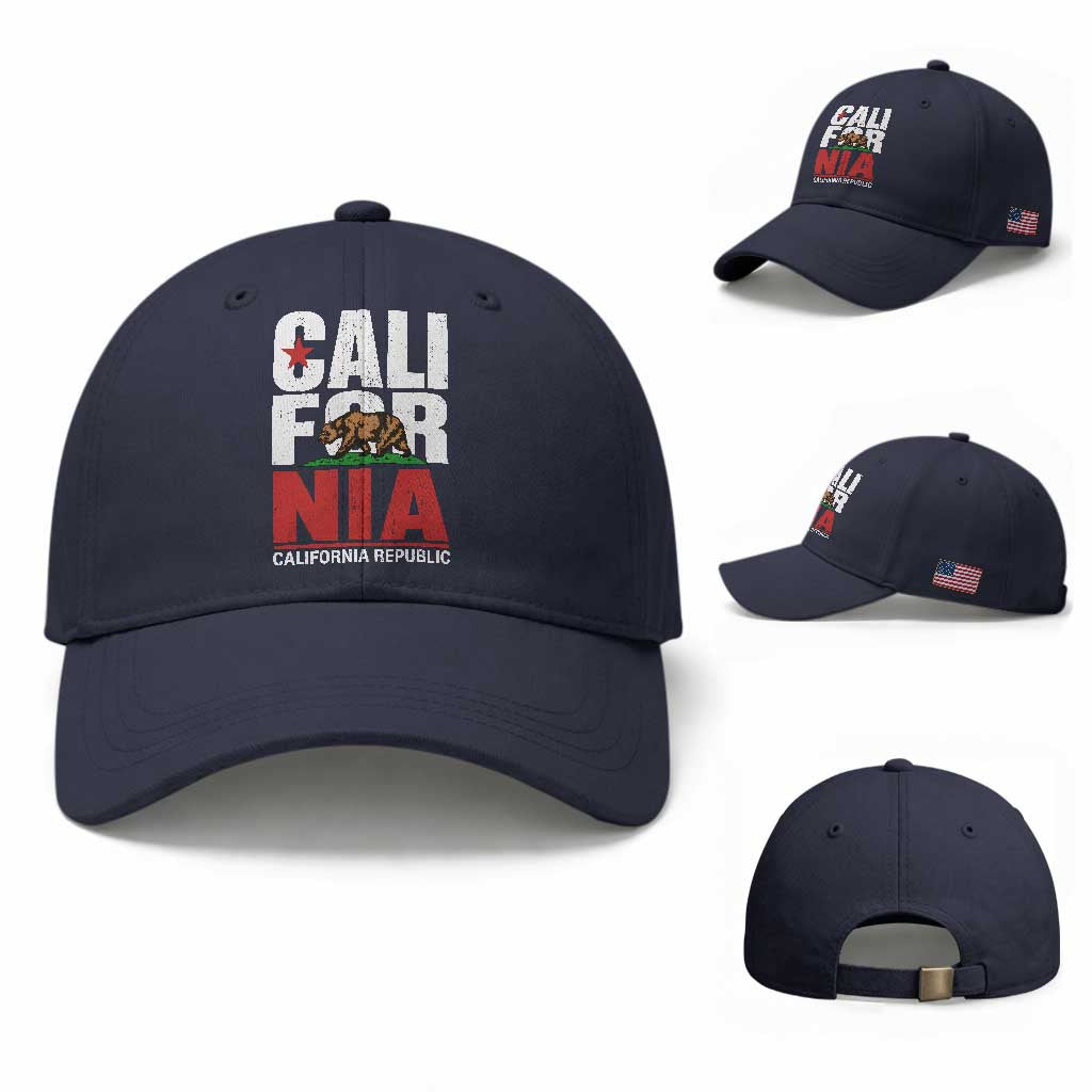 California Republic Flag Bear Baseball Cap Distressed Calif State Pride Graphic