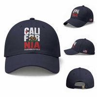 California Republic Flag Bear Baseball Cap Distressed Calif State Pride Graphic