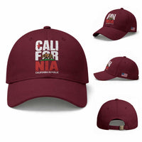 California Republic Flag Bear Baseball Cap Distressed Calif State Pride Graphic