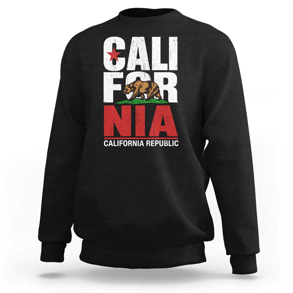 California Republic Flag Bear Sweatshirt Distressed Calif State Pride Graphic