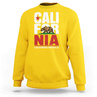 California Republic Flag Bear Sweatshirt Distressed Calif State Pride Graphic