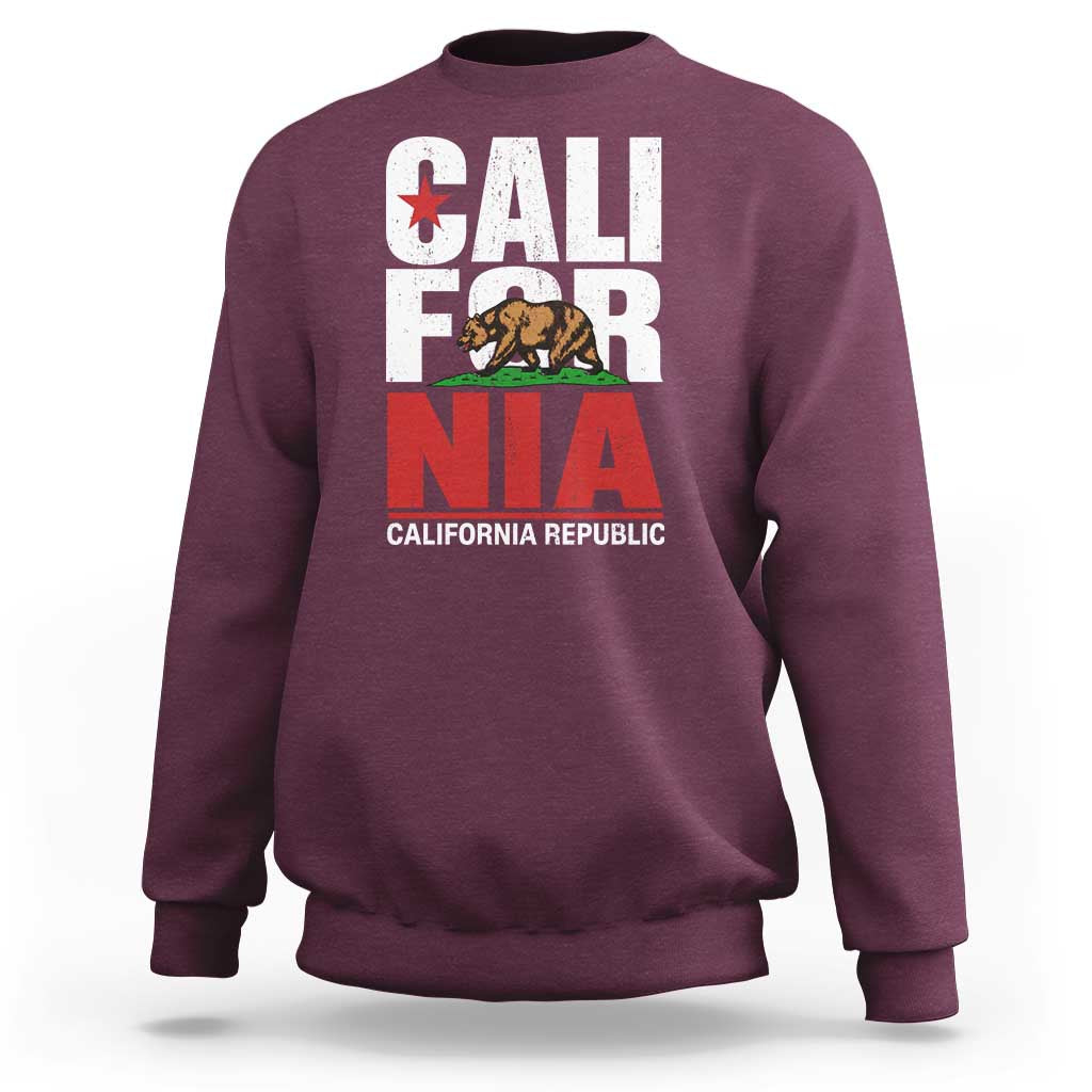 California Republic Flag Bear Sweatshirt Distressed Calif State Pride Graphic