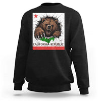 California Bear Flag Republic Sweatshirt CA State Distressed Design
