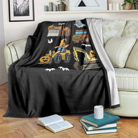 Funny Halloween Throw Blanket Spooky Construction Trucks Pumpkin Ghost Pixel - Wonder Print Shop