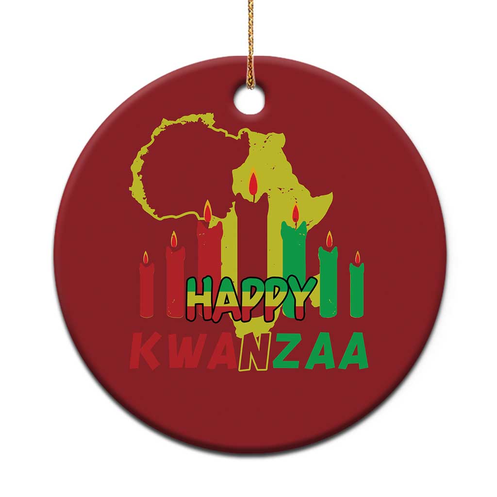 Happy Kwanzaa Christmas Ornament Black Holiday African American Xmas Kinara Candle - Wonder Print Shop