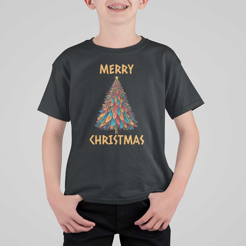 Funny Native American Eagle Feather Christmas Tree T Shirt For Kid - Wonder Print Shop