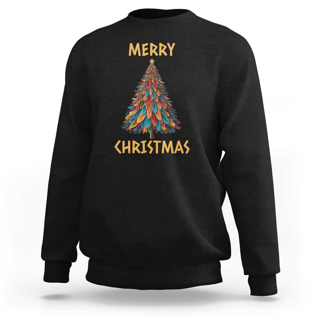 Funny Native American Eagle Feather Christmas Tree Sweatshirt - Wonder Print Shop