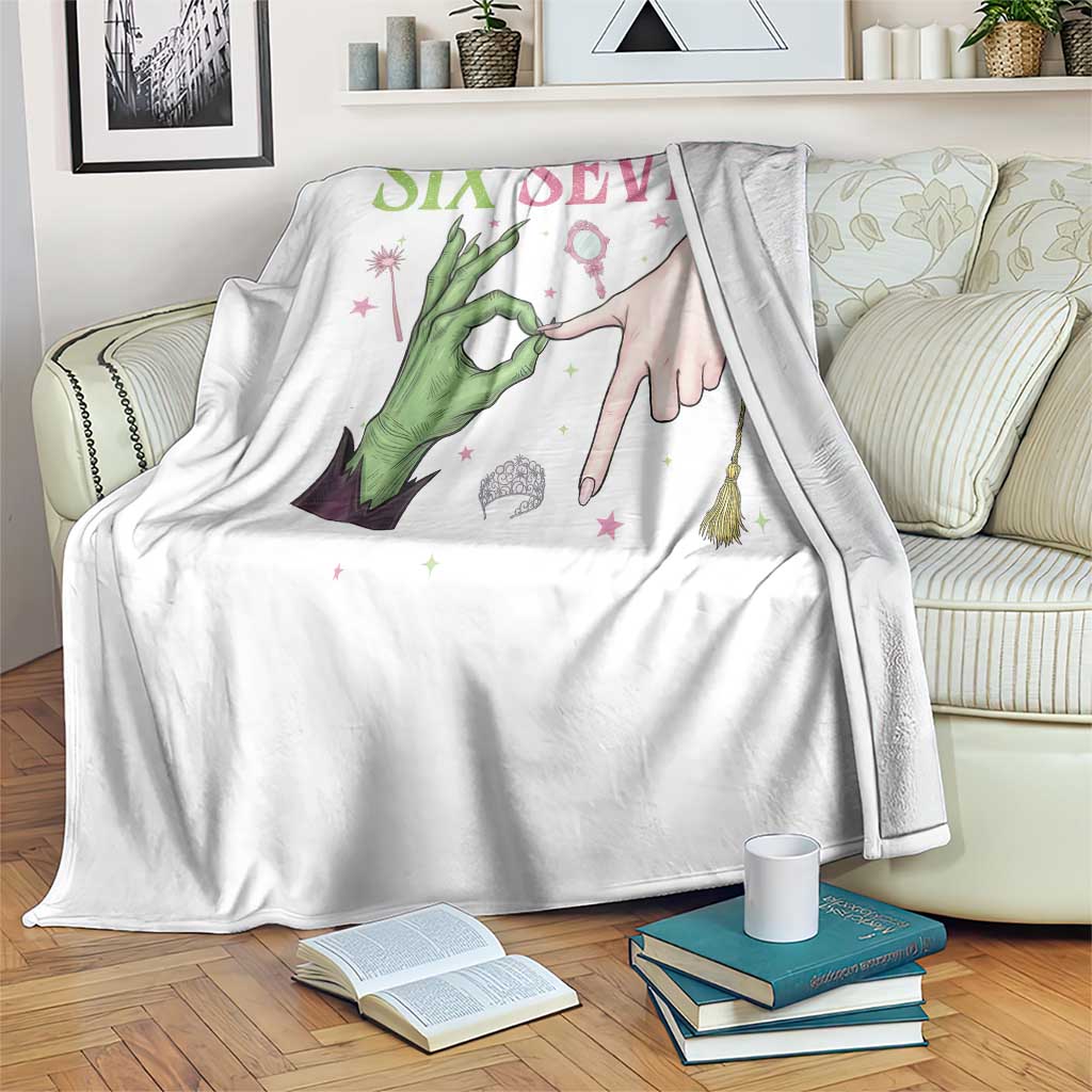 Funny Six Seven Witch Pink And Green Broomstick Magic Wand Throw Blanket - Wonder Print Shop