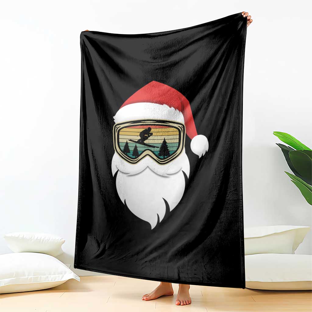 Funny Ski Christmas Winter Sport Skiing Santa Hat Throw Blanket - Wonder Print Shop