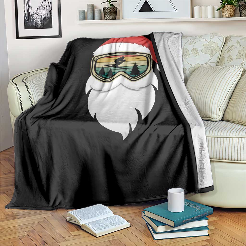 Funny Ski Christmas Winter Sport Skiing Santa Hat Throw Blanket - Wonder Print Shop