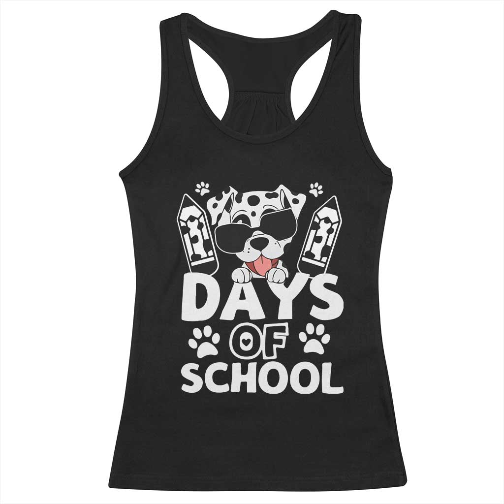 Funny 101 Days Of School Dalmatian Dog Racerback Tank Top 100th Day Of School