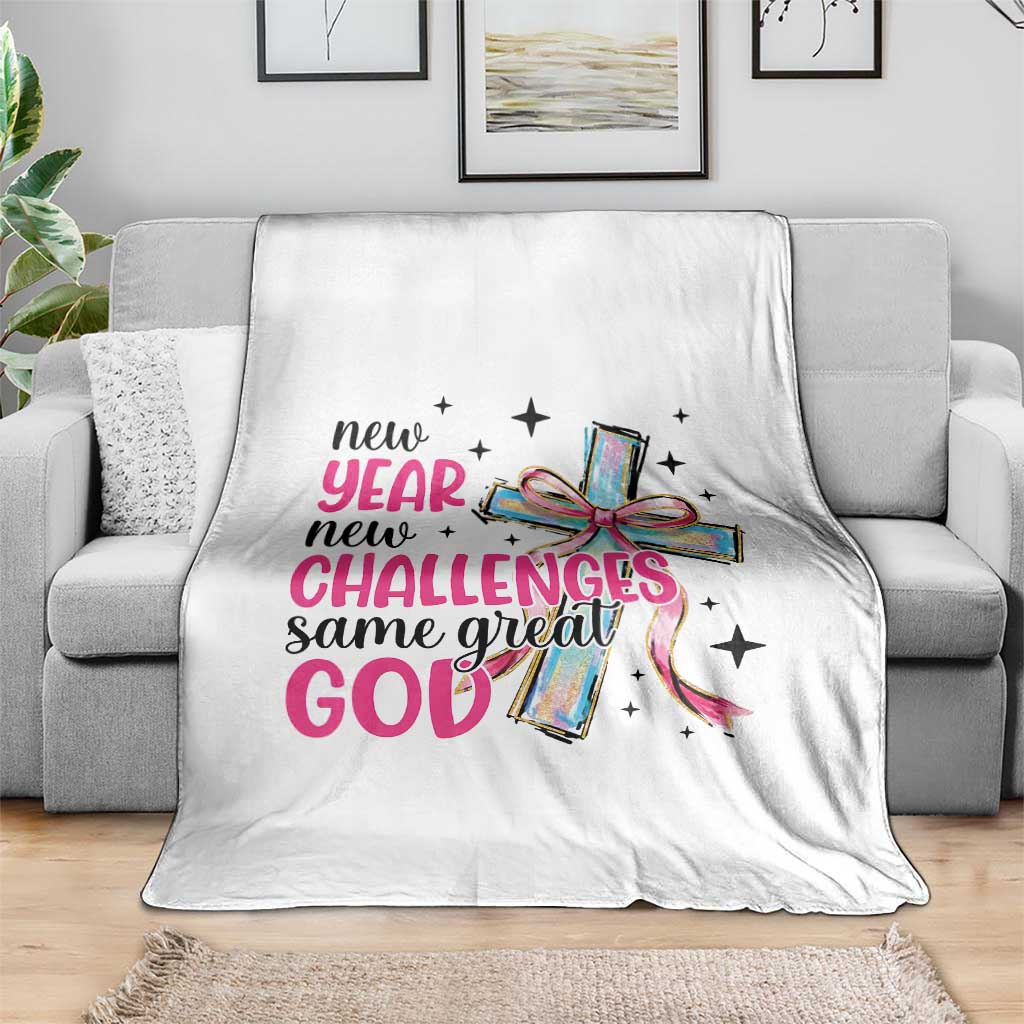 New Year New Challenges Same Great God Throw Blanket Christian New Year Eve - Wonder Print Shop