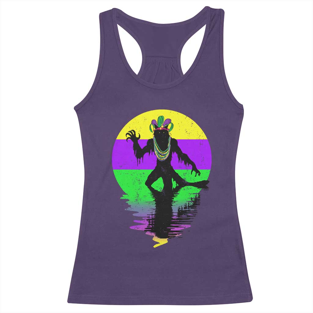 Funny Mardi Gras Rougarou Racerback Tank Top Beads Carnival Cryptids Of Louisiana