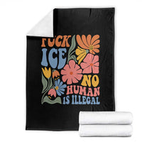 Fck Ice No Human Is Illegal Throw Blanket Immigration Rights Protest Rertro Floral