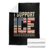 I Support ICE Throw Blanket Immigration Officers Vintage American Flag