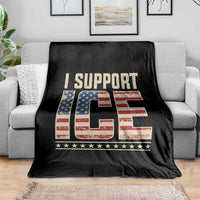 I Support ICE Throw Blanket Immigration Officers Vintage American Flag