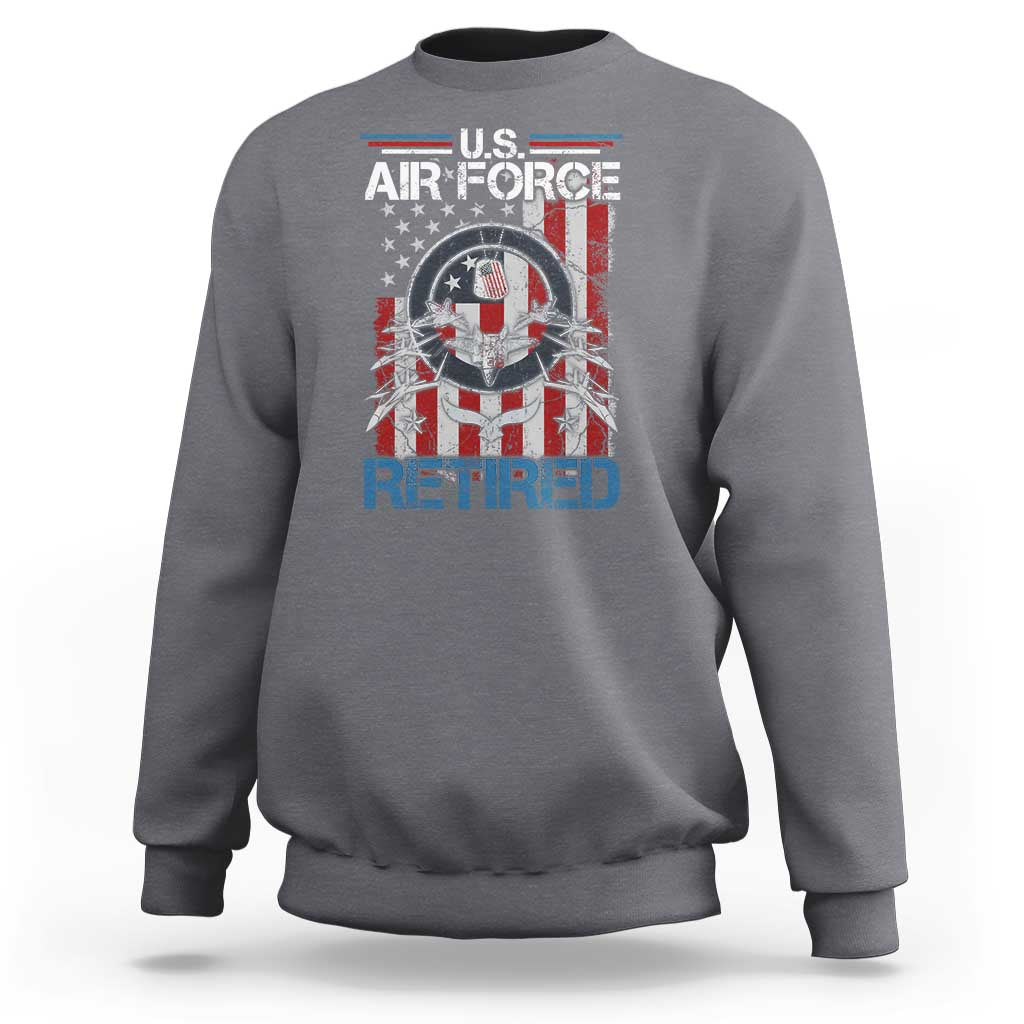 Veteran US Air Force Retired Sweatshirt Vintage American Flag