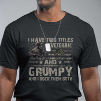 Men's black T-shirt with veteran and grumpy graphic front print
