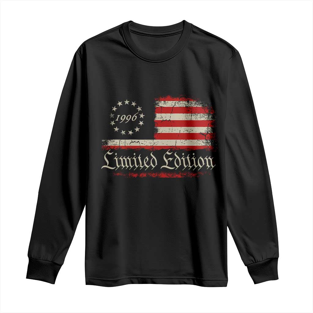 30th Birthday 1996 Limited Edition Long Sleeve Shirt Gifts for 30 Years Old Vintage American Flag