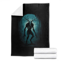 Wendigo Monster Skinwalker Mythical Cryptid Dark Forest Throw Blanket - Wonder Print Shop