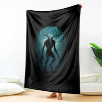 Wendigo Monster Skinwalker Mythical Cryptid Dark Forest Throw Blanket - Wonder Print Shop