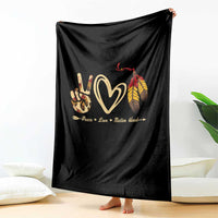 Peace Love Native Blood Throw Blanket Native American Feathers - Wonder Print Shop
