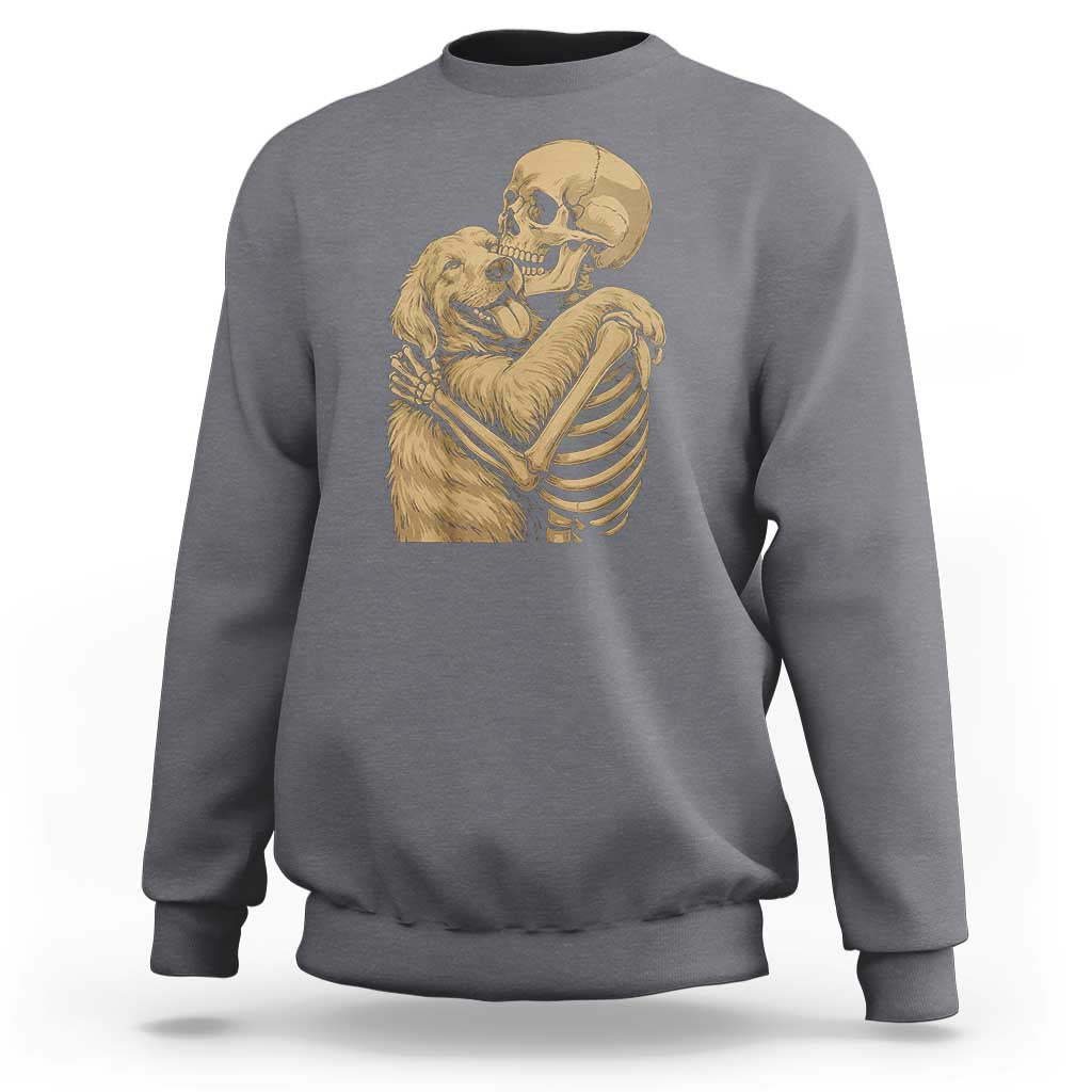 Skeleton Hugging Dog Halloween Dog Lover Sweatshirt - Wonder Print Shop