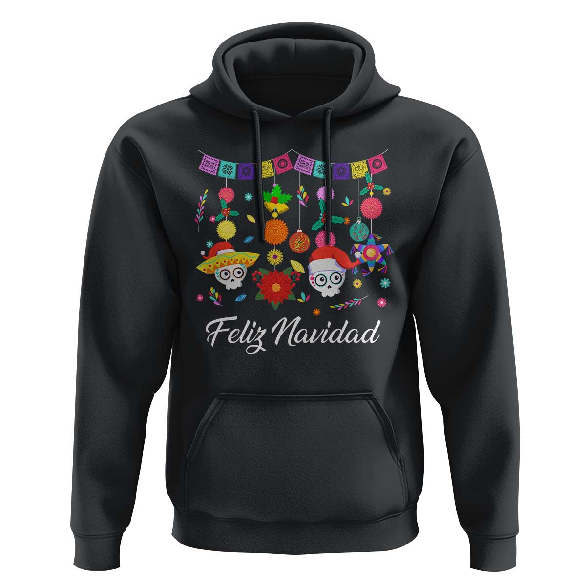 Feliz Navidad Hoodie Funny Christmas In Mexico Sugar Skull Pinata Star