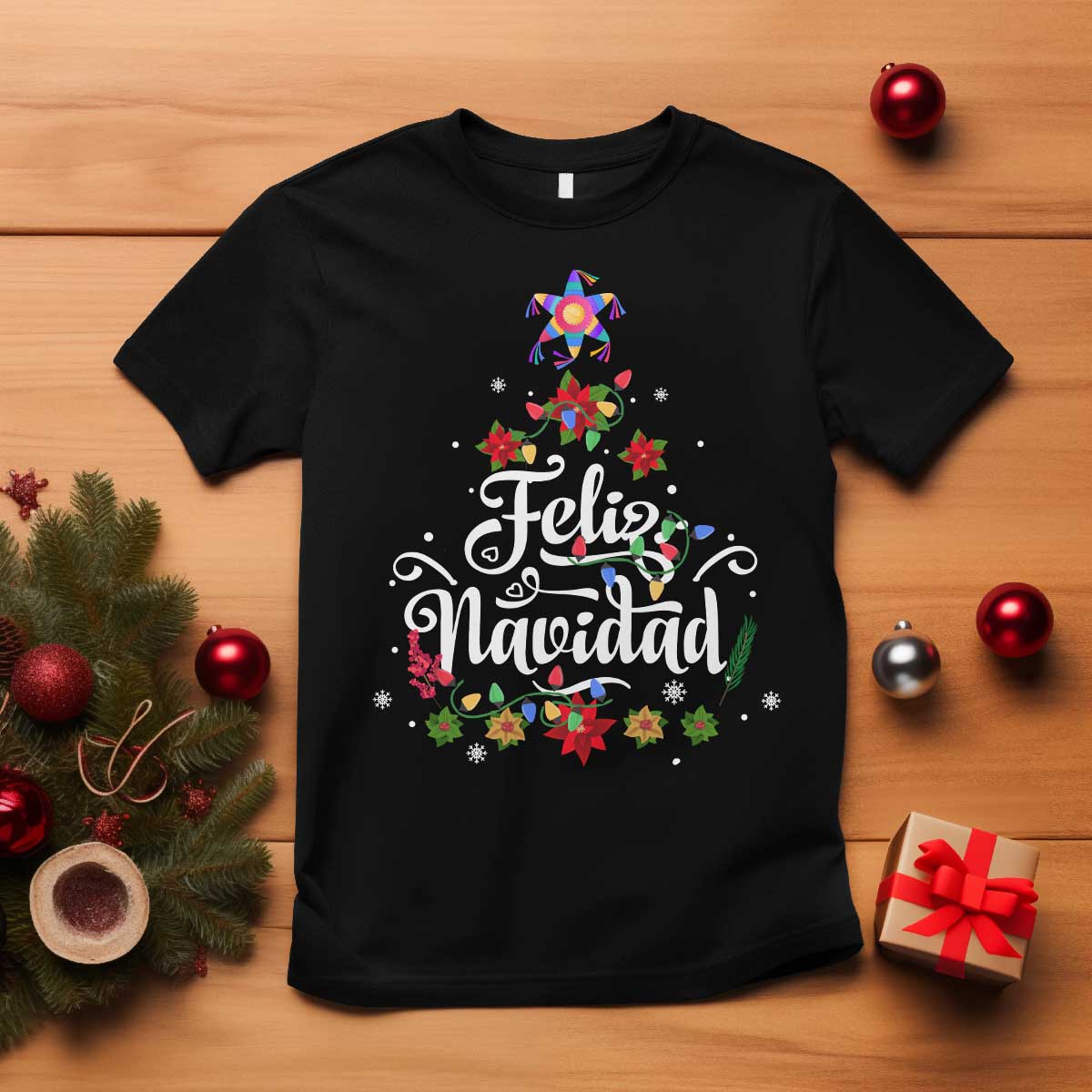 Christmas In Mexico T Shirt Feliz Navidad Pinata Star Xmas Tree