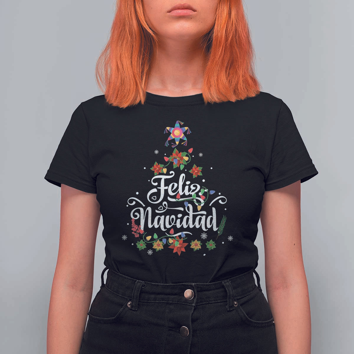 Christmas In Mexico T Shirt For Women Feliz Navidad Pinata Star Xmas Tree