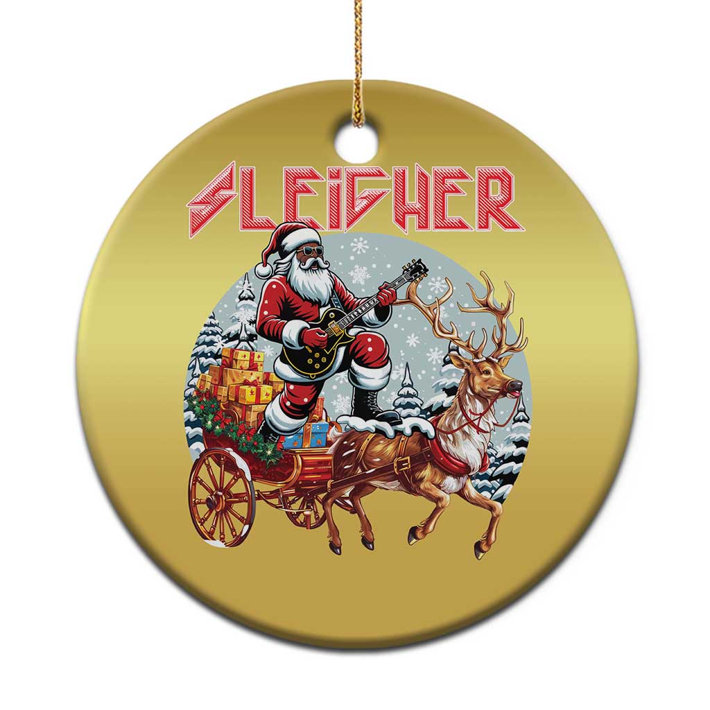 Funny Black Santa Heavy Metal Xmas Christmas Ornament Sleigher Xmas Rock & Roll - Wonder Print Shop