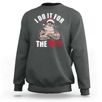 Dark heather gray Christmas sweatshirt with Santa graphic and 'THE HO'S' text on chest